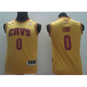 Cleveland Cavaliers #0 Kevin Love Yellow Kids Jersey