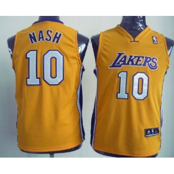 Los Angeles Lakers #10 Steve Nash Yellow Kids Jersey