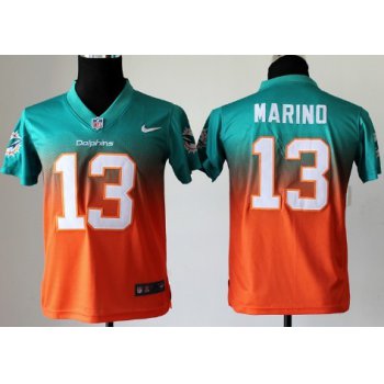 Nike Miami Dolphins #13 Dan Marino Green/Orange Fadeaway Kids Jersey