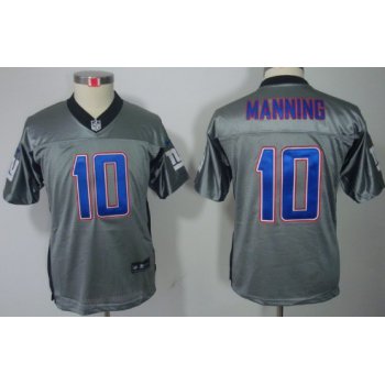 Nike New York Giants #10 Eli Manning Gray Shadow Kids Jersey