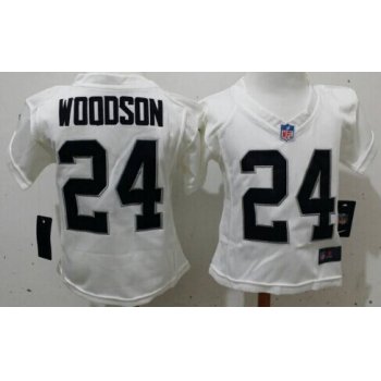 Nike Oakland Raiders #24 Charles Woodson White Toddlers Jersey
