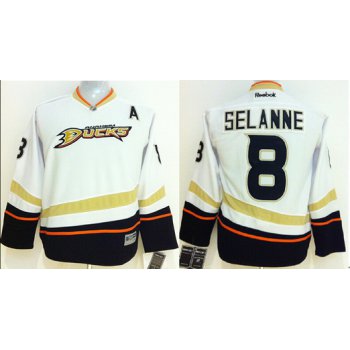 Anaheim Ducks #8 Teemu Selanne White Kids Jersey