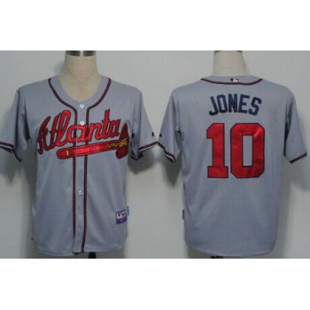 Atlanta Braves #10 Chipper Jones Gray Kids Jersey
