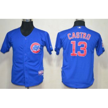 Chicago Cubs #13 Starlin Castro Blue Kids Jersey