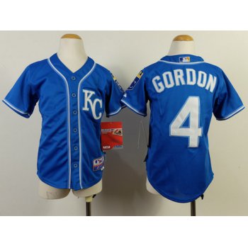 Kansas City Royals #4 Alex Gordon 2014 Blue Kids Jersey