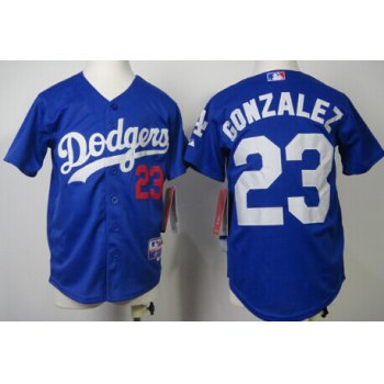 Los Angeles Dodgers #23 Adrian Gonzalez Blue Kids Jersey