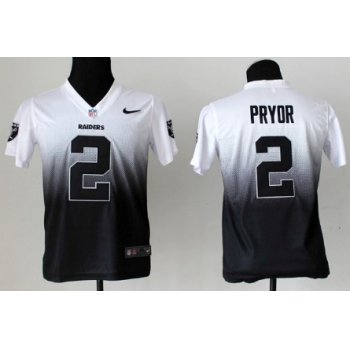 Nike Oakland Raiders #2 Terrelle Pryor White/Black Fadeaway Kids Jersey