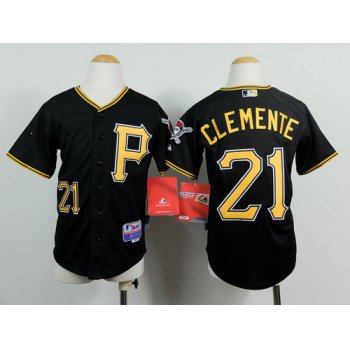 Pittsburgh Pirates #21 Roberto Clemente Black Kids Jersey