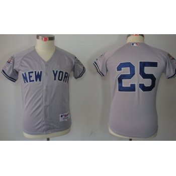 New York Yankees #25 Mark Teixeira Gray Kids Jersey