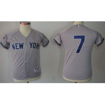 New York Yankees #7 Mickey Mantle Gray Kids Jersey