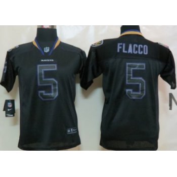 Nike Baltimore Ravens #5 Joe Flacco Lights Out Black Kids Jersey