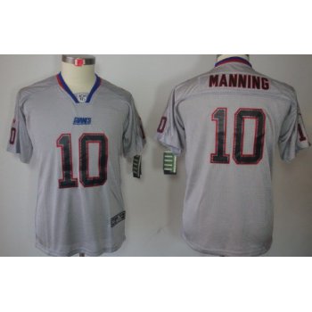Nike New York Giants #10 Eli Manning Lights Out Gray Kids Jersey