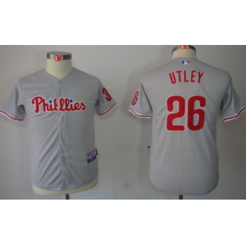 Philadelphia Phillies #26 Chase Utley Gray Kids Jersey