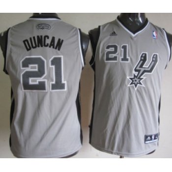 San Antonio Spurs #21 Tim Duncan Gray Kids Jersey