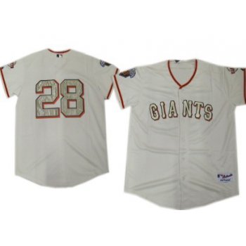 San Francisco Giants #28 Buster Posey Cream With Gold Kids Jersey