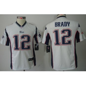 Nike New England Patriots #12 Tom Brady White Limited Kids Jersey