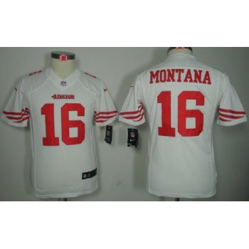 Nike San Francisco 49ers #16 Joe Montana White Limited Kids Jersey