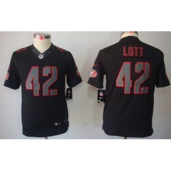 Nike San Francisco 49ers #42 Ronnie Lott Black Impact Limited Kids Jersey