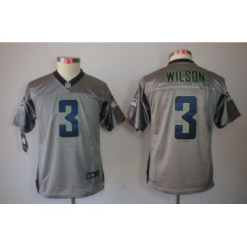 Nike Seattle Seahawks #3 Russell Wilson Gray Shadow Kids Jersey