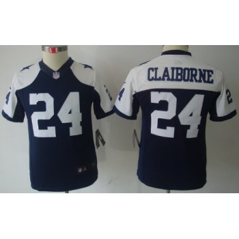 Nike Dallas Cowboys #24 Morris Claiborne Blue Thanksgiving Limited Kids Jersey