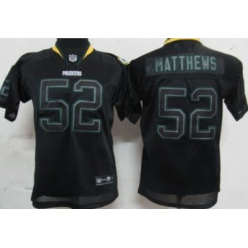 Nike Green Bay Packers #52 Clay Matthews Lights Out Black Kids Jersey