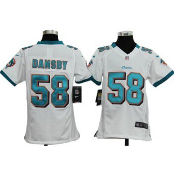 Nike Miami Dolphins #58 Karlos Dansby White Game Kids Jersey