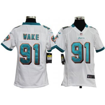 Nike Miami Dolphins #91 Cameron Wake White Game Kids Jersey