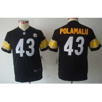 Nike Pittsburgh Steelers #43 Troy Polamalu Black Limited Kids Jersey