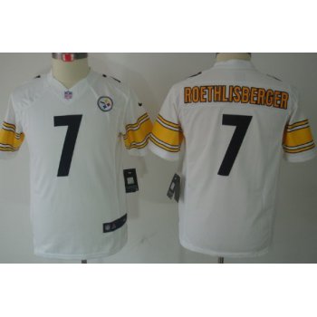 Nike Pittsburgh Steelers #7 Ben Roethlisberger White Limited Kids Jersey
