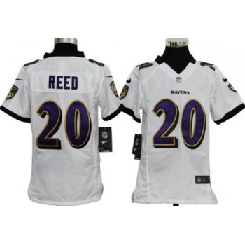 Nike Baltimore Ravens #20 Ed Reed White Game Kids Jersey