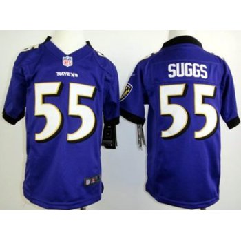 Nike Baltimore Ravens #55 Terrell Suggs Purple Game Kids Jersey