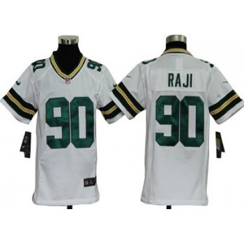 Nike Green Bay Packers #90 B. J. Raji White Game Kids Jersey