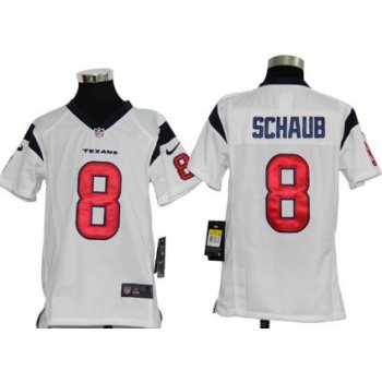 Nike Houston Texans #8 Matt Schaub White Game Kids Jersey