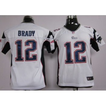 Nike New England Patriots #12 Tom Brady White Game Kids Jersey