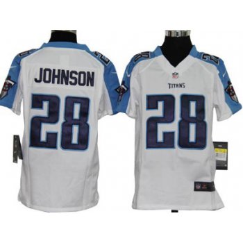 Nike Tennessee Titans #28 Chris Johnson White Game Kids Jersey