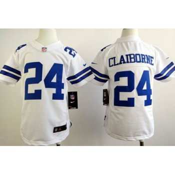 Nike Dallas Cowboys #24 Morris Claiborne White Game Kids Jersey