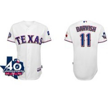Texas Rangers #11 Yu Darvish White 40TH Kids Jersey