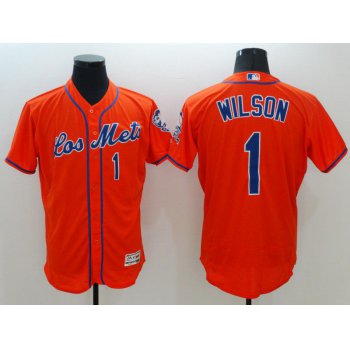 Men New York Mets 1 Wilson Orange Elite 2021 MLB Jerseys
