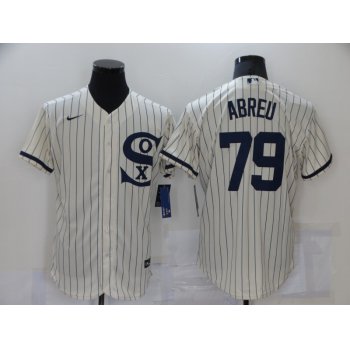Men's Chicago White Sox #79 Jose Abreu 2021 Cream Navy Field of Dreams Name Flex Base Stitched Jersey