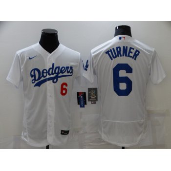 Men's Los Angeles Dodgers #6 Trea Turner White Stitched MLB Flex Base Nike Jersey