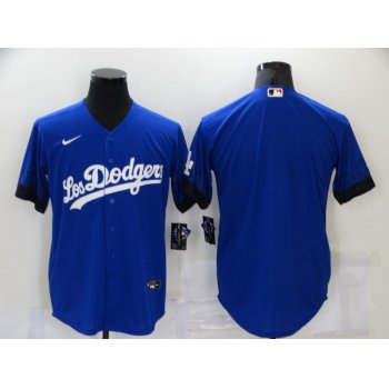 Men's Los Angeles Dodgers Blank Blue 2021 City Connect Cool Base Stitched Jersey