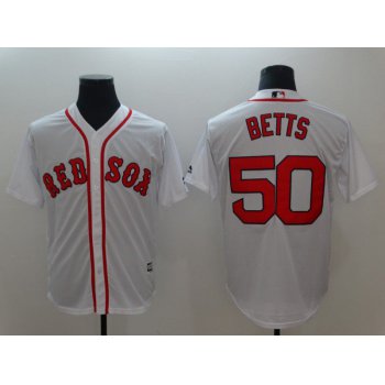 Men Boston Red Sox 50 Betts White Game 2021 MLB Jersey