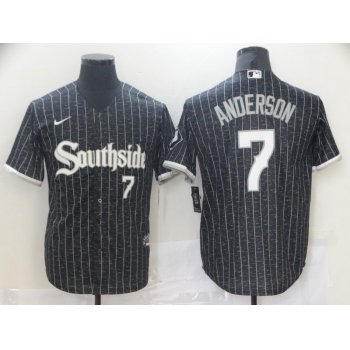 Men Chicago White Sox 7 Anderson Black City Edition Nike Game 2021 MLB Jerseys