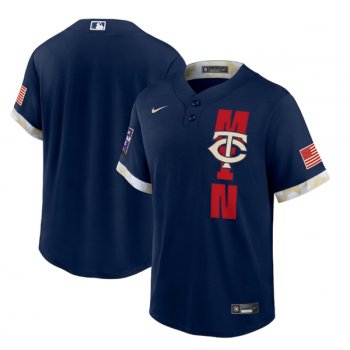 Men's Minnesota Twins Blank 2021 Navy All-Star Cool Base Stitched MLB Jersey
