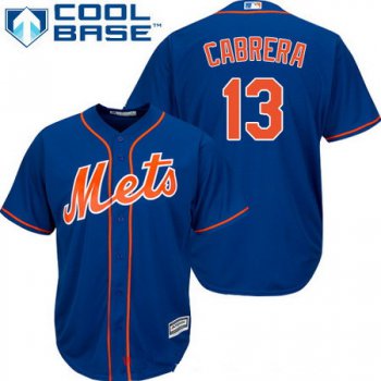 Men's New York Mets #13 Asdrubal Cabrera Royal Blue With Orange Stitched MLB Majestic Cool Base Jersey