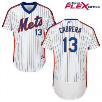 Men's New York Mets #13 Asdrubal Cabrera White Pullover Stitched MLB Majestic Flex Base Jersey