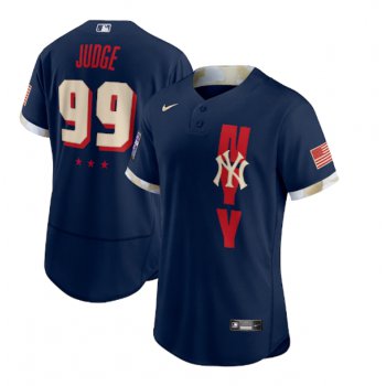 Men's New York Yankees #99 Aaron Judge 2021 Navy All-Star Flex Base Stitched MLB Jersey