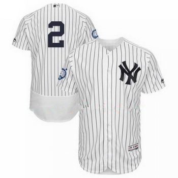 Men's New York Yankees Derek Jeter Majestic White Home Retirement Patch Authentic Collection Flex Base Jersey