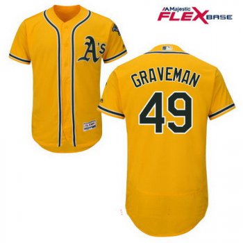 Men's Oakland Athletics #49 Kendall Graveman Yellow Alternate Stitched MLB Majestic Flex Base Jersey
