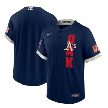 Men's Oakland Athletics Blank 2021 Navy All-Star Cool Base Stitched MLB Jersey